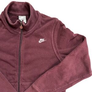 Nike Track Jacket Full Zip Burgundy White Piping Women's Small‎ Activewear
